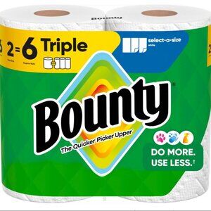 Bounty Select-A-Size Paper Towels, White, 2 Triple Rolls = 6 Regular Rolls